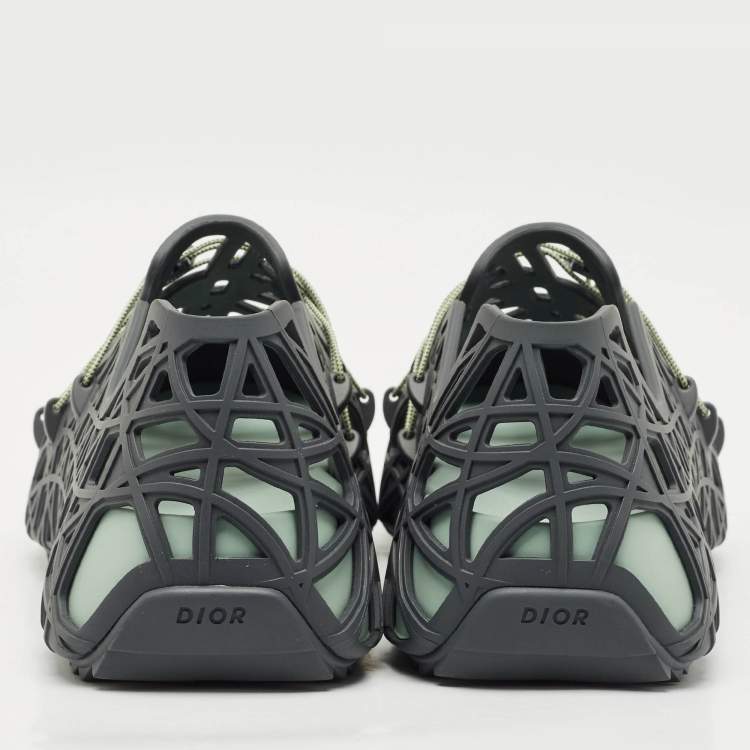 Pre Owned Dior Grey Cannage Rubber Wrap Sneakers Size 45