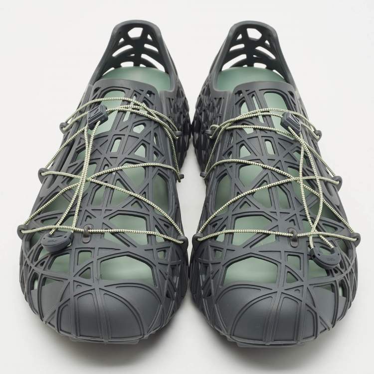 Pre Owned Dior Grey Cannage Rubber Wrap Sneakers Size 45