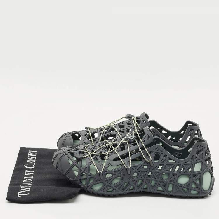 Pre Owned Dior Grey Cannage Rubber Wrap Sneakers Size 45