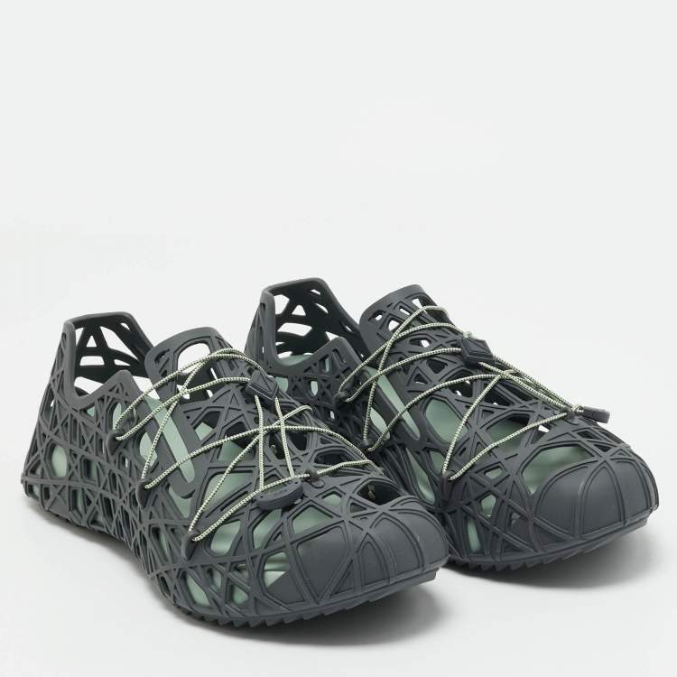 Pre Owned Dior Grey Cannage Rubber Wrap Sneakers Size 42