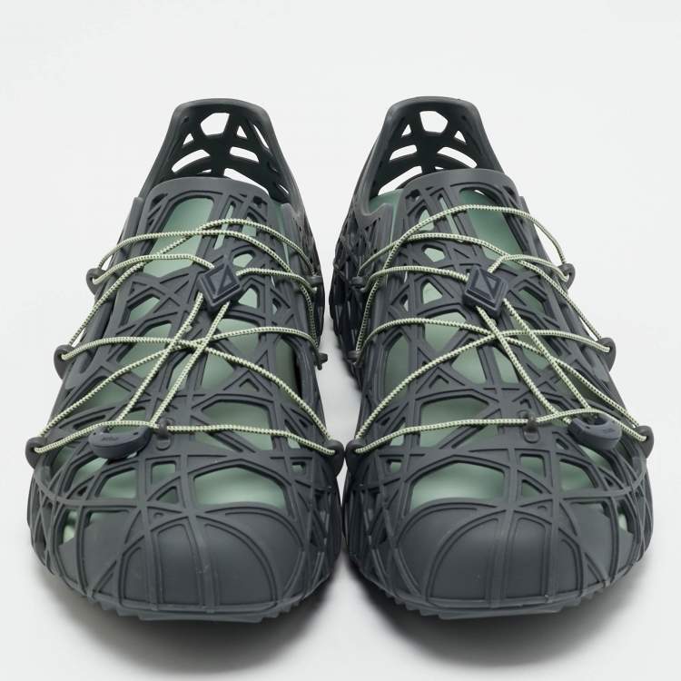 Pre Owned Dior Grey Cannage Rubber Wrap Sneakers Size 42
