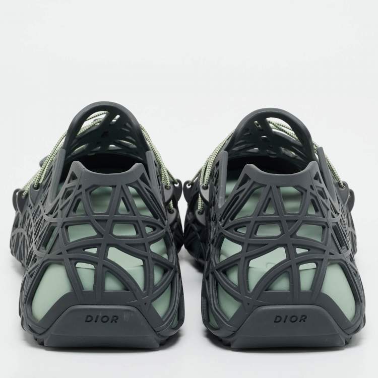 Pre Owned Dior Grey Cannage Rubber Wrap Sneakers Size 42