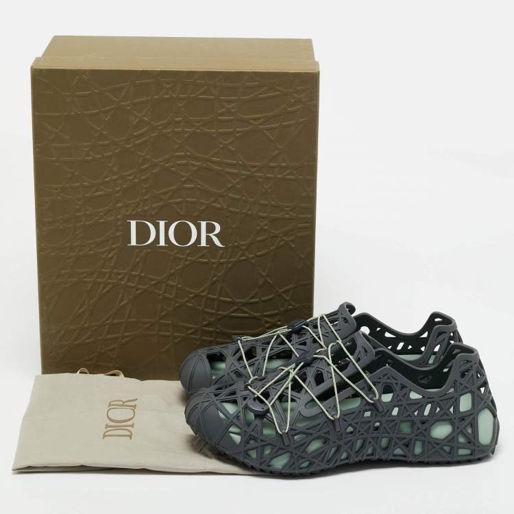 Pre Owned Dior Grey Cannage Rubber Wrap Sneakers Size 42