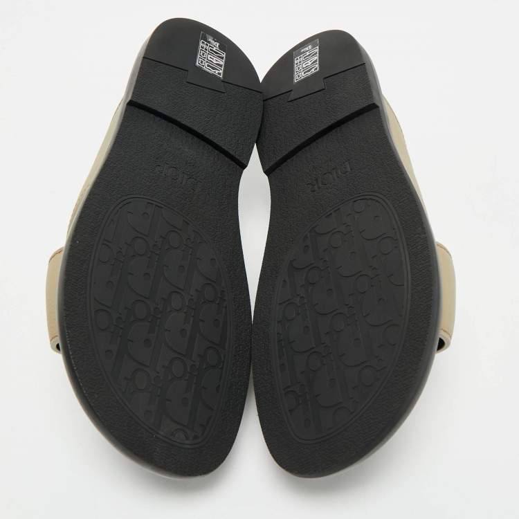 Pre Owned Dior Green Leather Alias Flat Slides Size 42
