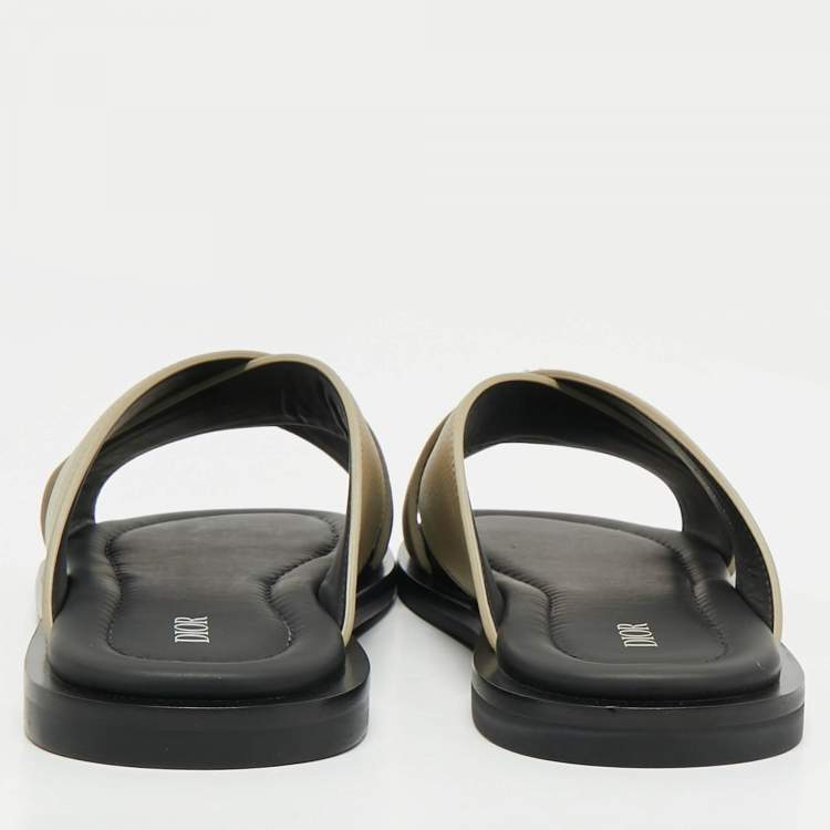 Pre Owned Dior Green Leather Alias Flat Slides Size 42
