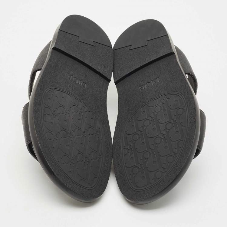 Pre Owned Dior Black Leather Alias Flat Slides Size 43
