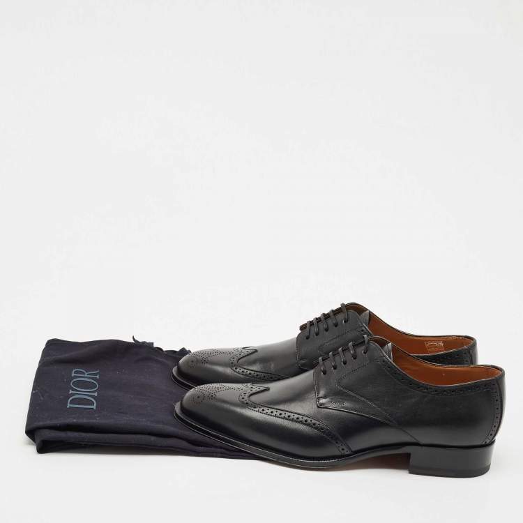 Pre Owned Dior Black Brogue Leather Lace Up Derby Size 43.5