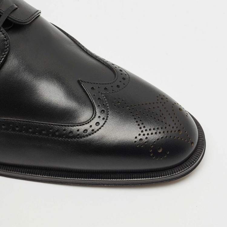 Pre Owned Dior Black Brogue Leather Lace Up Derby Size 43.5