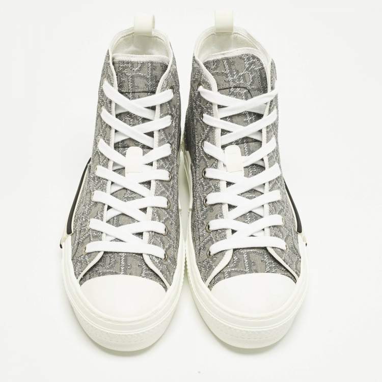 Pre Owned Dior Grey Canvas B23 High Top Sneakers Size 39