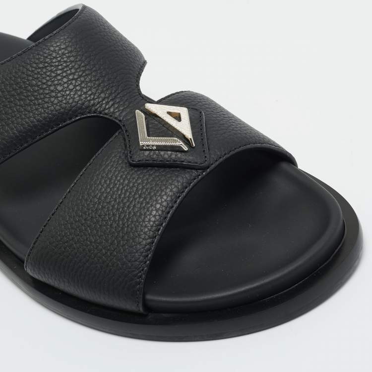 Pre Owned Dior Black Leather Alias Flat Slides Size 40