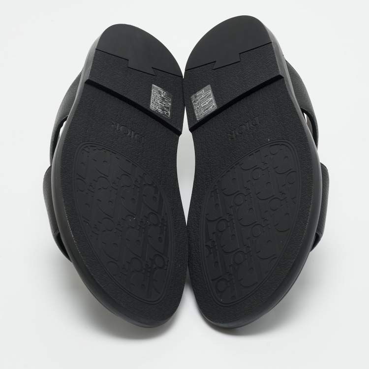 Pre Owned Dior Black Leather Alias Flat Slides Size 40