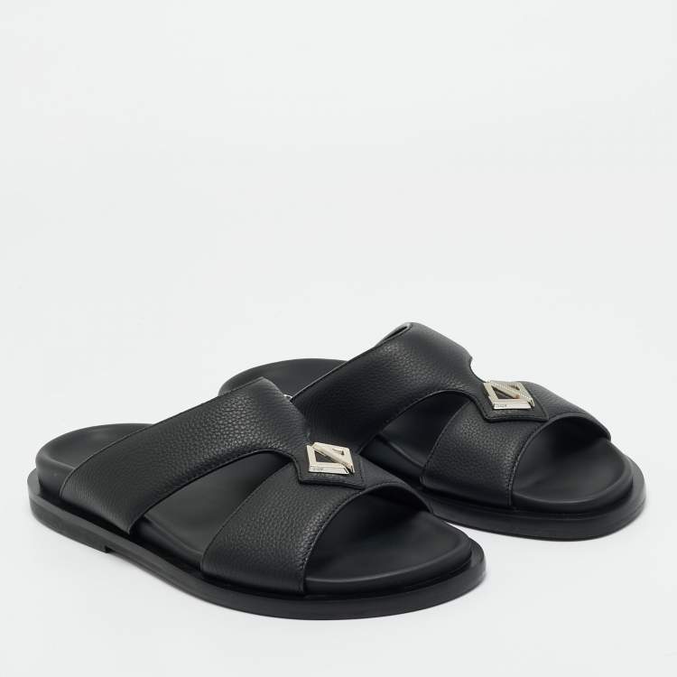 Pre Owned Dior Black Leather Alias Flat Slides Size 40