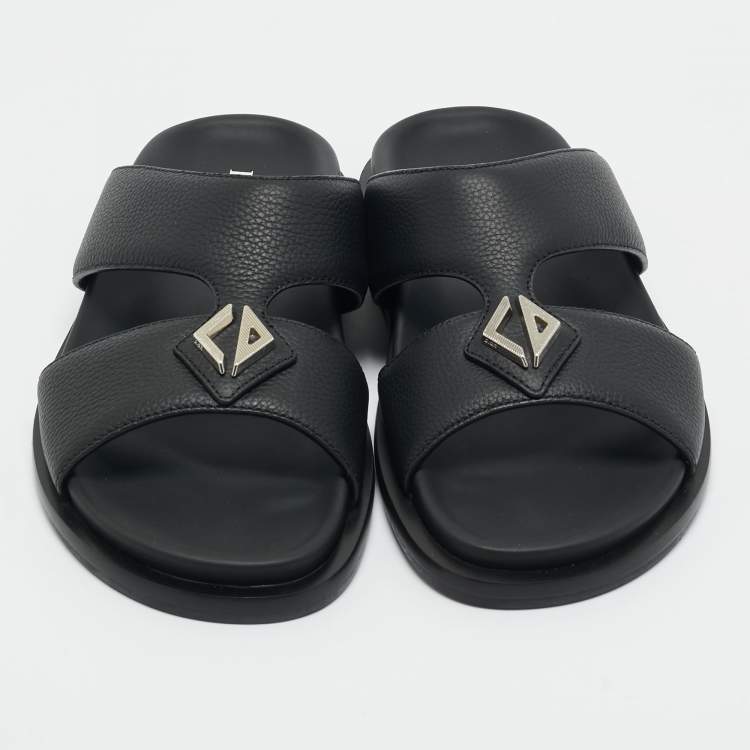 Pre Owned Dior Black Leather Alias Flat Slides Size 40