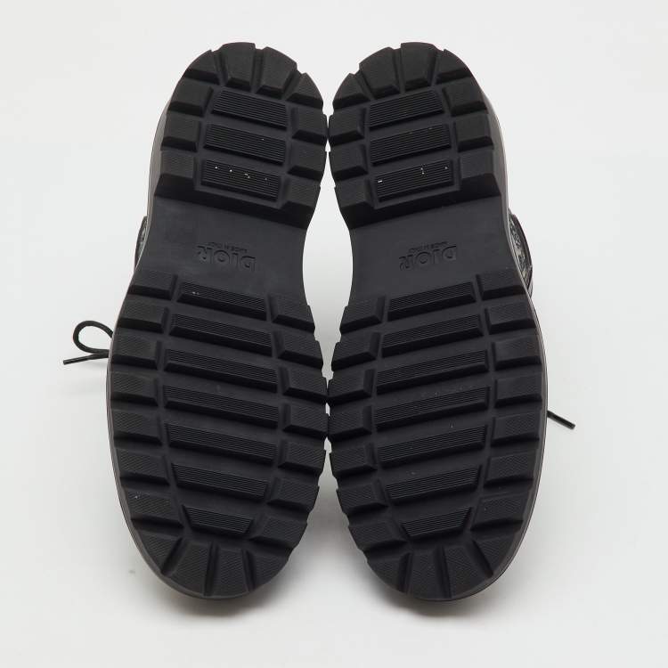 Pre Owned Dior Black Oblique Canvas and Leather Explorer Ankle Boots Size 43