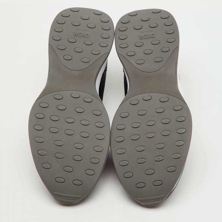 Pre Owned Dior Black/Grey Oblique Mesh and Leather B25 Runner Lace Up Sneakers Size 43