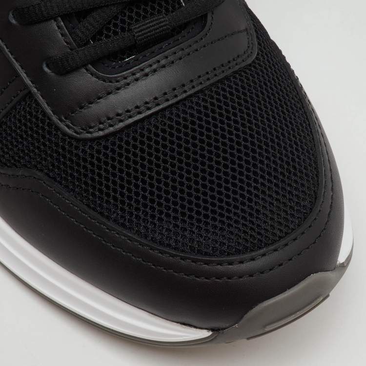 Pre Owned Dior Black/Grey Oblique Mesh and Leather B25 Runner Lace Up Sneakers Size 43