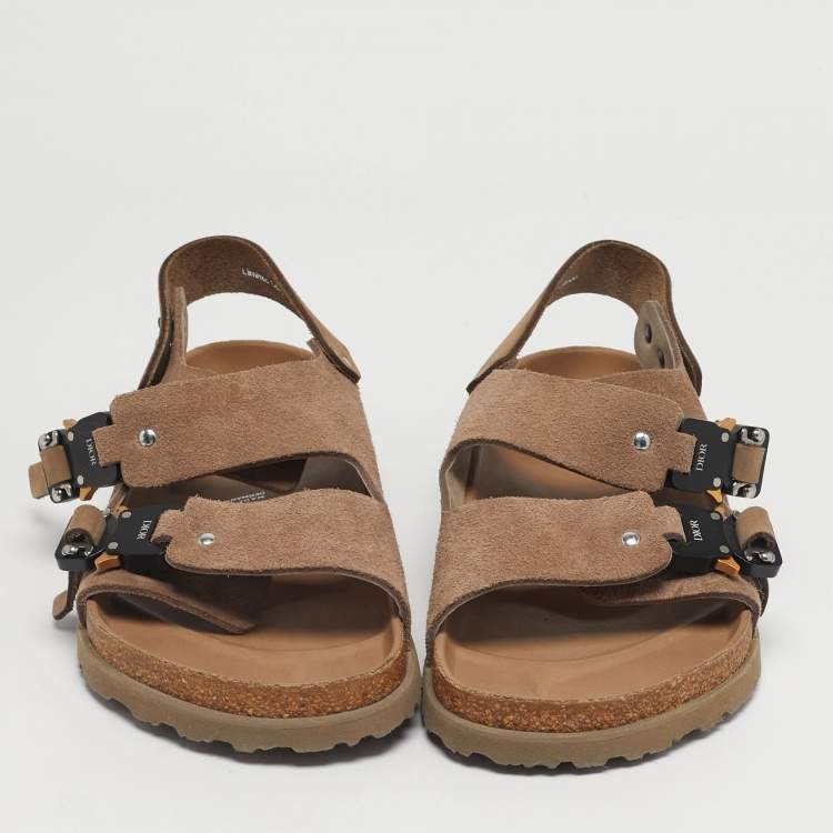 Pre Owned Dior Brown Suede Birkenstock Slingback Sandals Size 42