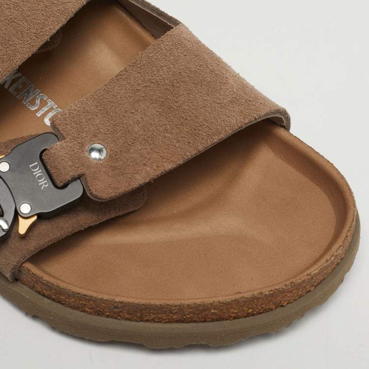 Pre Owned Dior Brown Suede Birkenstock Slingback Sandals Size 42