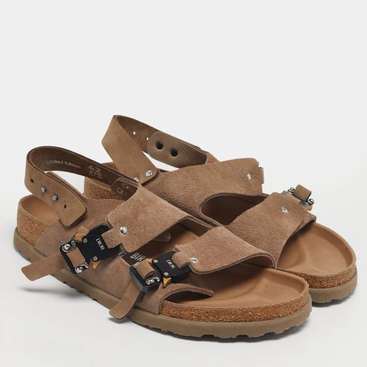 Pre Owned Dior Brown Suede Birkenstock Slingback Sandals Size 42