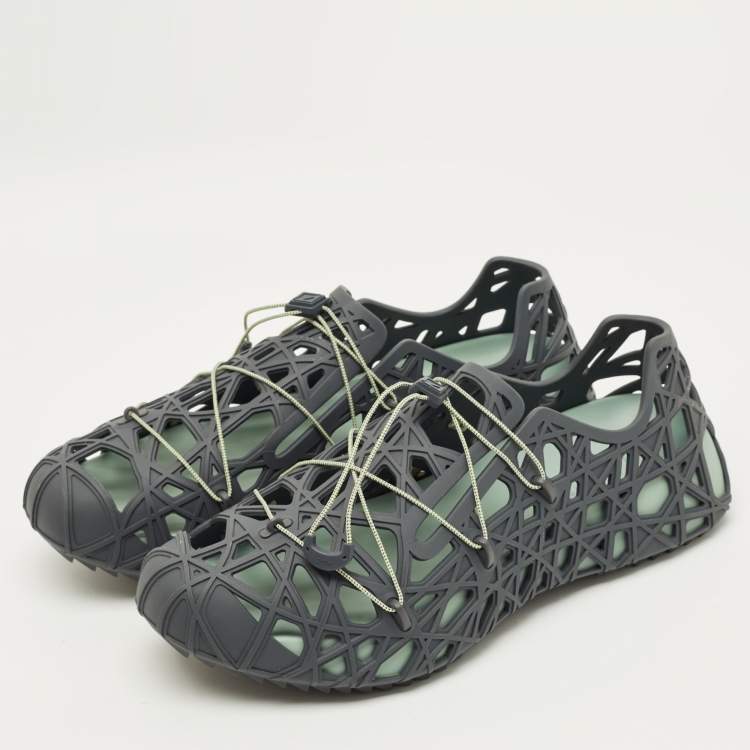 Pre Owned Dior Wrap Size 44 Grey Rubber Lace Up Sneakers