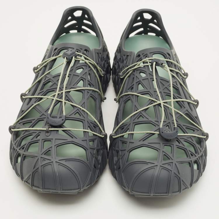 Pre Owned Dior Wrap Size 44 Grey Rubber Lace Up Sneakers