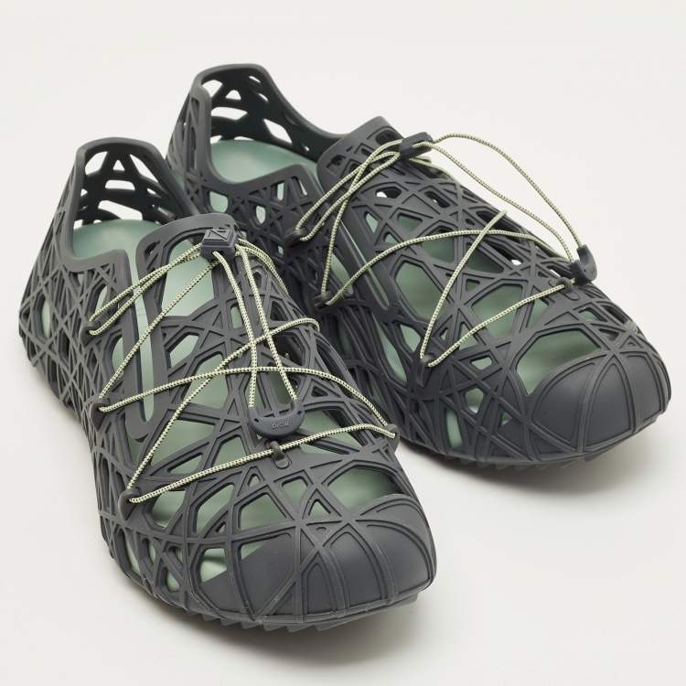 Pre Owned Dior Wrap Size 44 Grey Rubber Lace Up Sneakers