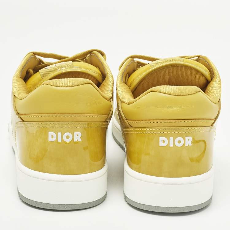 Pre Owned Dior B27 Size 45 Yellow Leather and PVC Low Top Sneakers