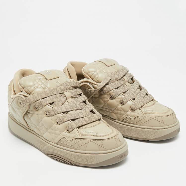 Pre Owned Dior B9S Skater Size 42.5 Beige Cannage Leather Low Top Sneakers