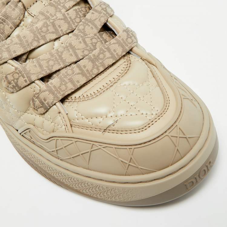 Pre Owned Dior B9S Skater Size 42.5 Beige Cannage Leather Low Top Sneakers