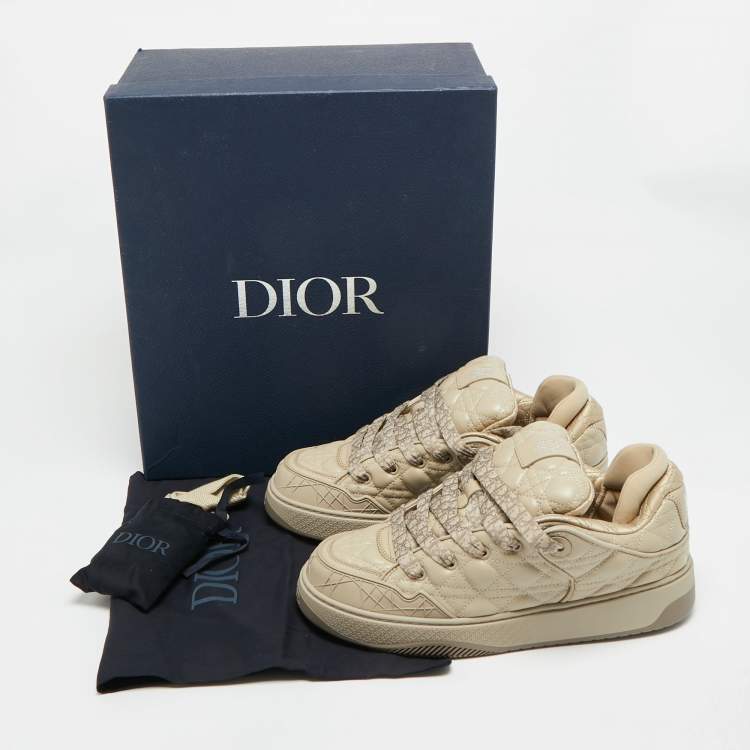 Pre Owned Dior B9S Skater Size 42.5 Beige Cannage Leather Low Top Sneakers