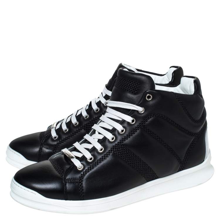 مملوكة مسبقًا Dior Black Leather High-Top Sneakers Size 43.5 