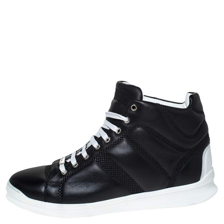 مملوكة مسبقًا Dior Black Leather High-Top Sneakers Size 43.5 
