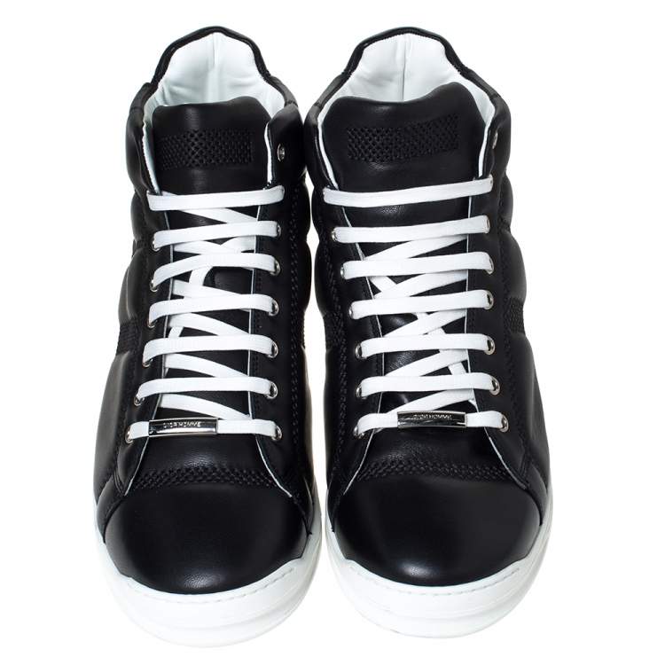 مملوكة مسبقًا Dior Black Leather High-Top Sneakers Size 43.5 