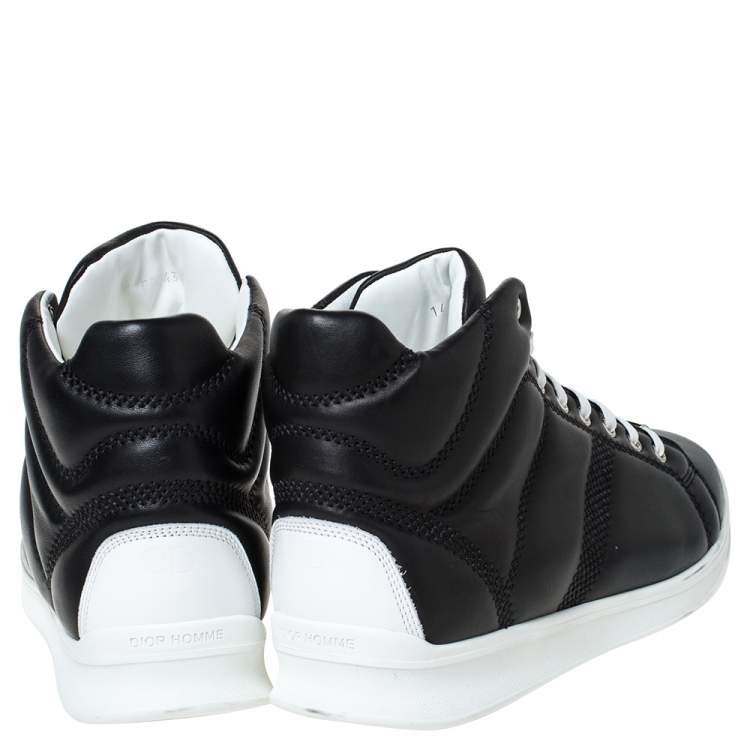 مملوكة مسبقًا Dior Black Leather High-Top Sneakers Size 43.5 