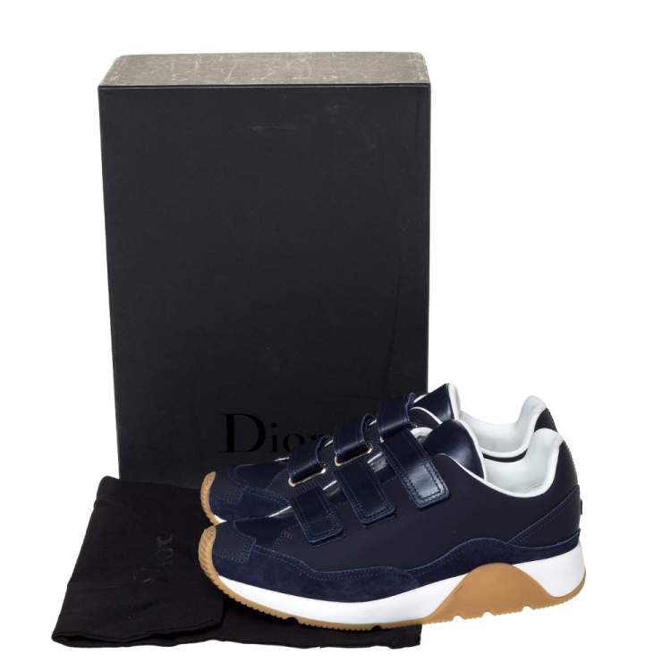 Pre Owned Dior Blue Leather Velcro Strap Platform Sneakers Size 40