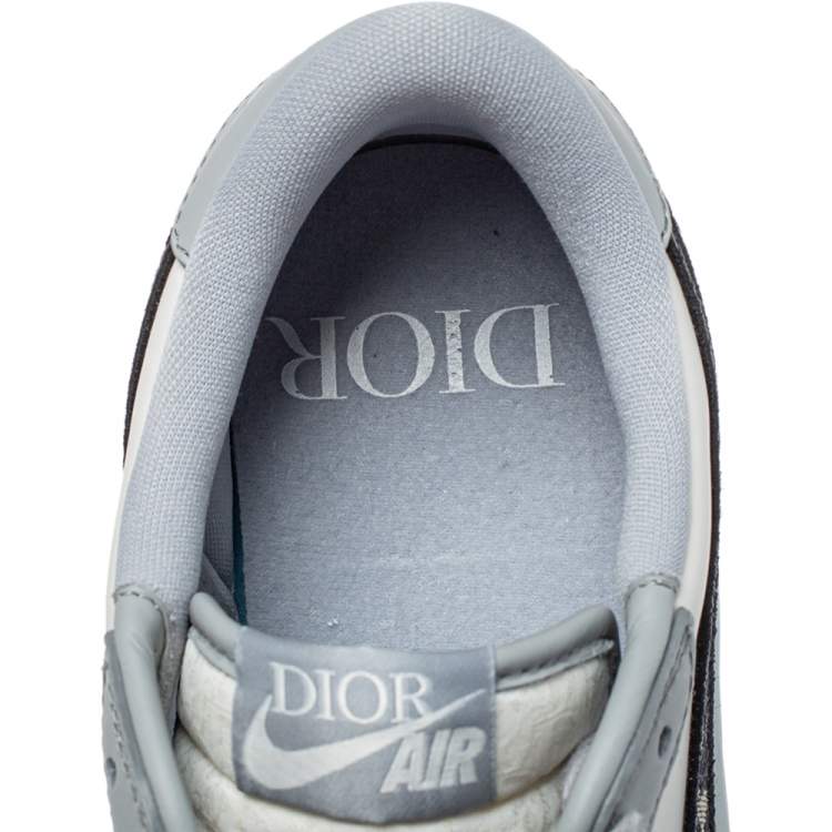 Pre Owned Dior x Jordan Grey/White Leather Air Jordan 1 Low Top Sneakers Size 41