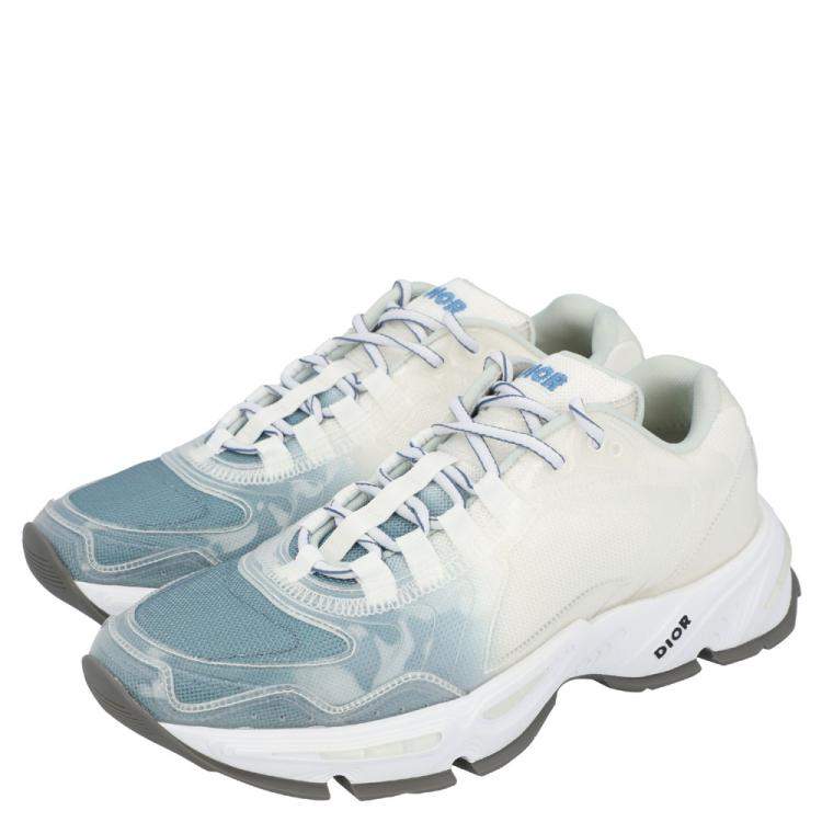 Pre Owned Dior White/Blue Fabric CD1 Sneakers Size EU 42