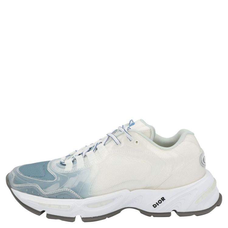 Pre Owned Dior White/Blue Fabric CD1 Sneakers Size EU 42