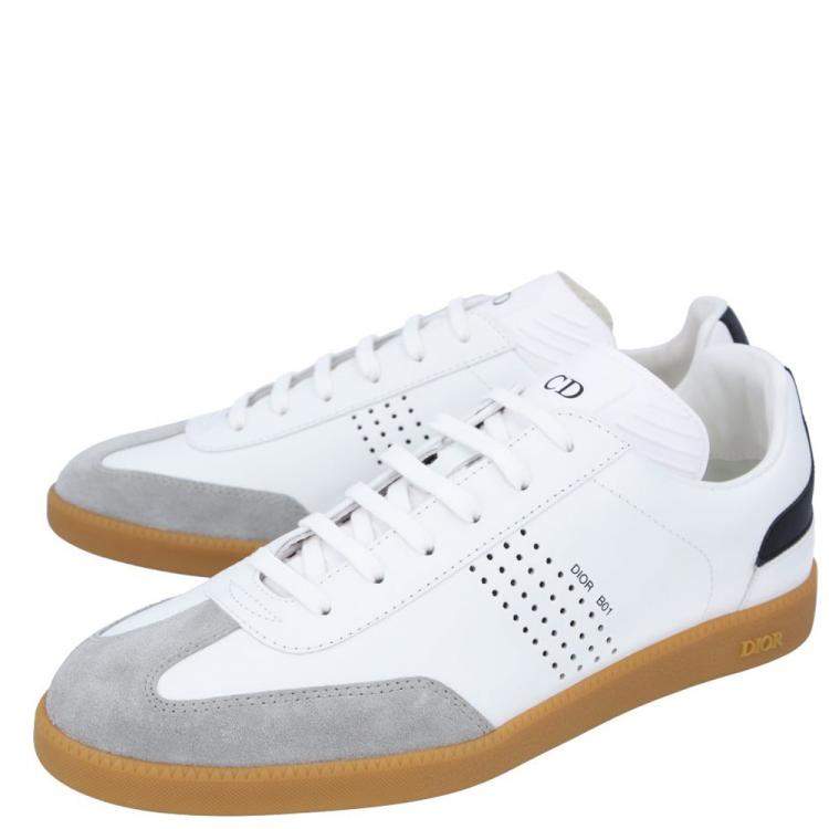 مملوكة مسبقًا Dior White Leather B01 Sneakers Size EU 45