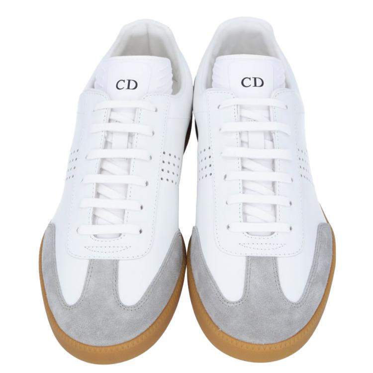 مملوكة مسبقًا Dior White Leather B01 Sneakers Size EU 45