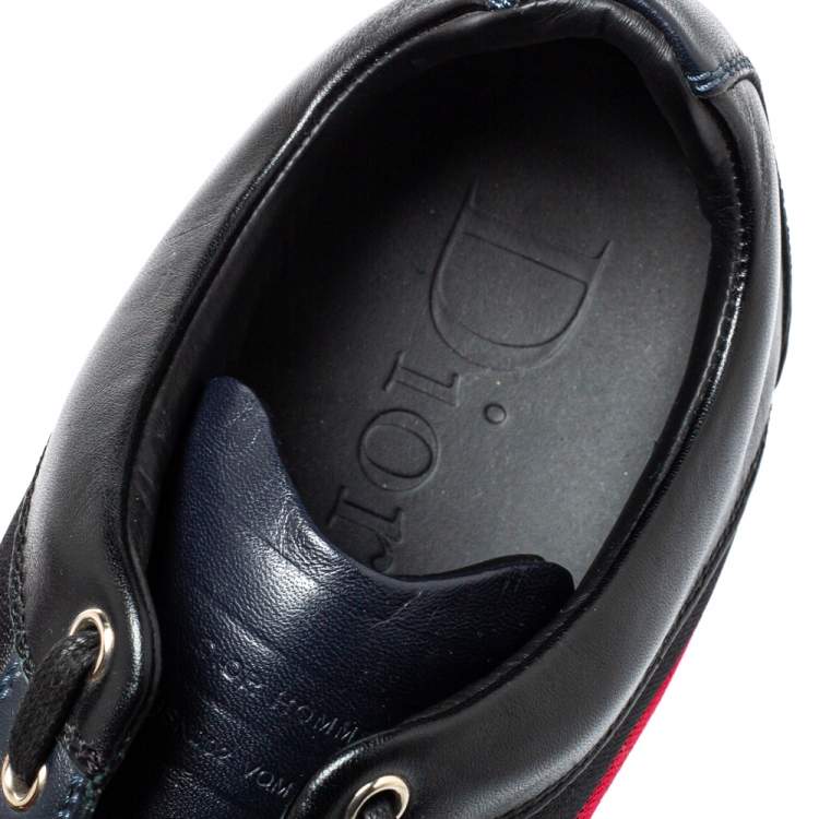 Pre Owned Dior Homme Navy Blue Leather and Suede Lace Low Top Sneakers Size 43