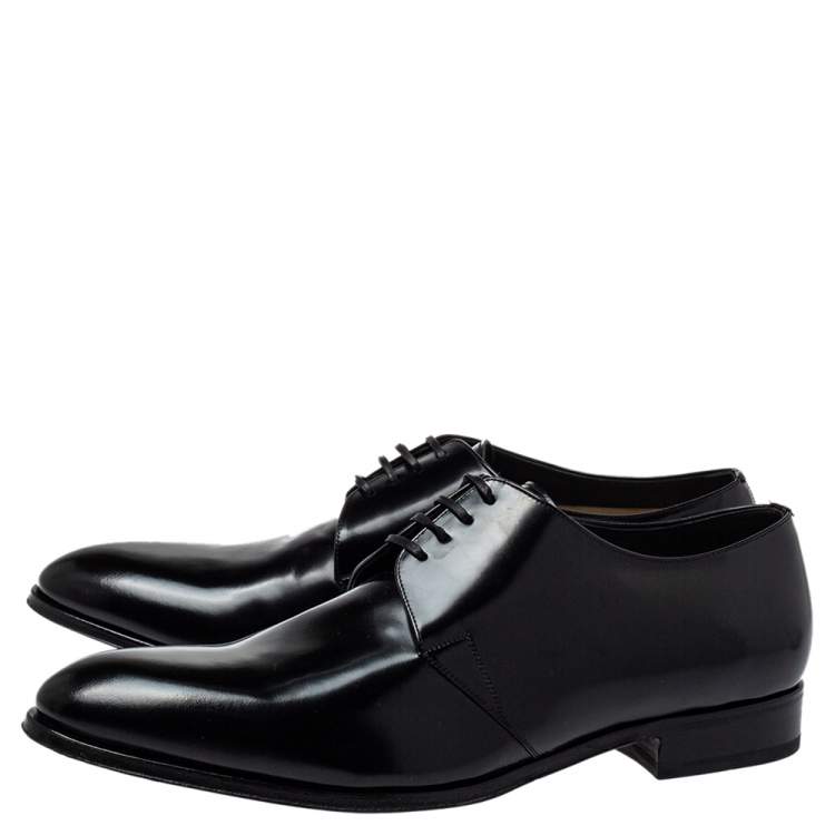 Pre Owned Dior Black Leather Lace Up Derby Size 46