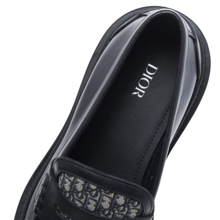 Pre Owned Dior Black Canvas And Leather Explorer Loafers Size 42