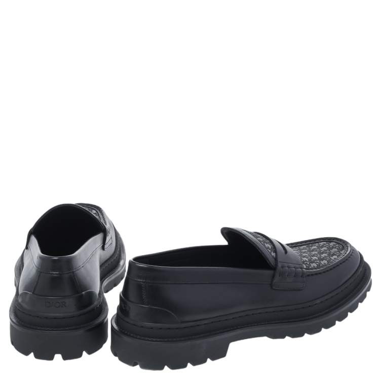 Pre Owned Dior Black Canvas And Leather Explorer Loafers Size 42