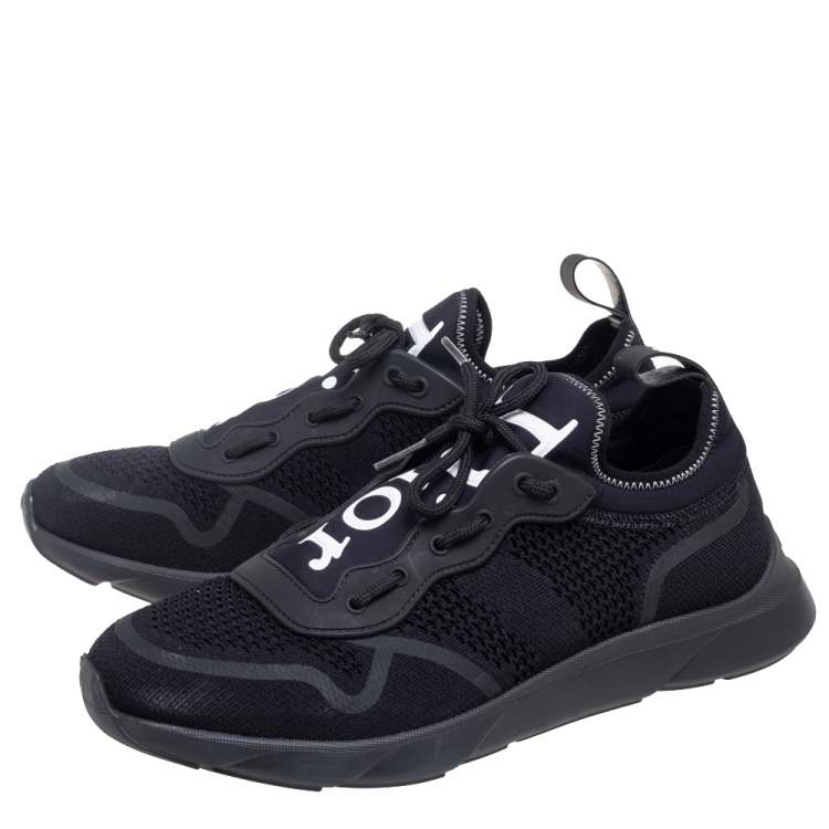 Pre Owned Dior Black Knit Fabric B21 Neo Low Top Sneakers Size 41