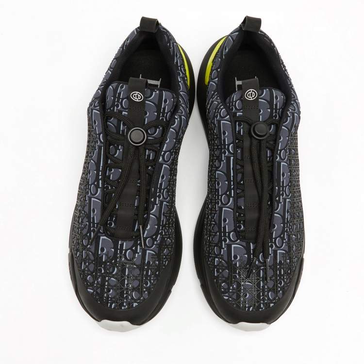 Pre Owned Dior Blue/Black Oblique Cannage Neoprene And Rubber B24 Low Top Sneakers Size 45