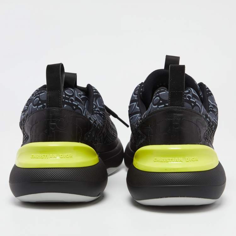 Pre Owned Dior Blue/Black Oblique Cannage Neoprene And Rubber B24 Low Top Sneakers Size 45