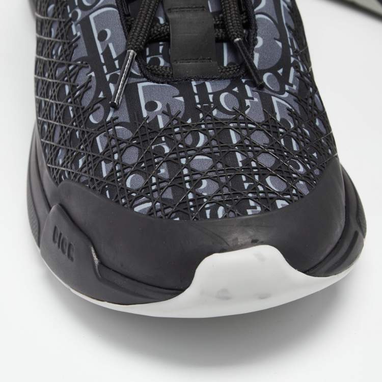 Pre Owned Dior Blue/Black Oblique Cannage Neoprene And Rubber B24 Low Top Sneakers Size 45