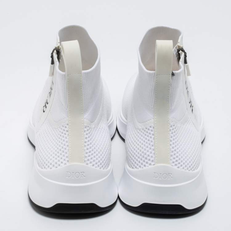 مملوكة مسبقًا Dior White Knit Fabric B25 High Top Sneakers Size 42