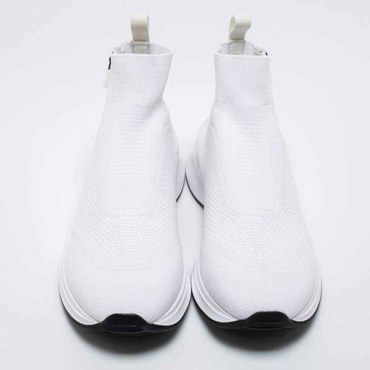 مملوكة مسبقًا Dior White Knit Fabric B25 High Top Sneakers Size 42